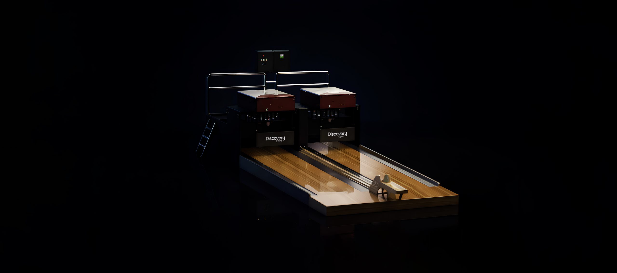 Next-Gen Bowling Lanes Installed In Entertainment Venue USBC-Certified Bowling System Close-up Discovery Bowl Lane With Immersive and Interactive Game Modes