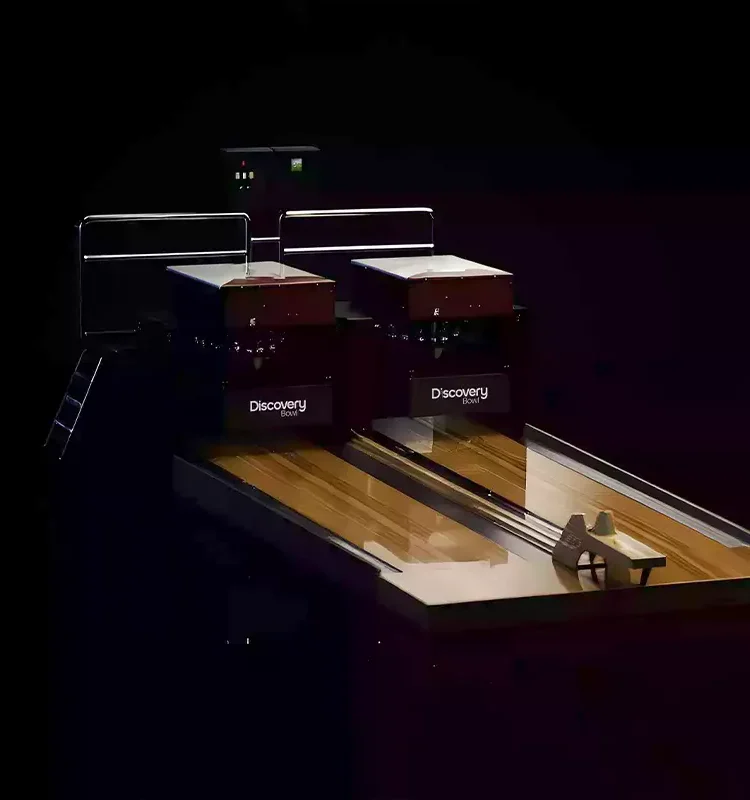 Next-Gen Bowling Lanes Installed In Entertainment Venue USBC-Certified Bowling System Close-up Discovery Bowl Lane With Immersive and Interactive Game Modes