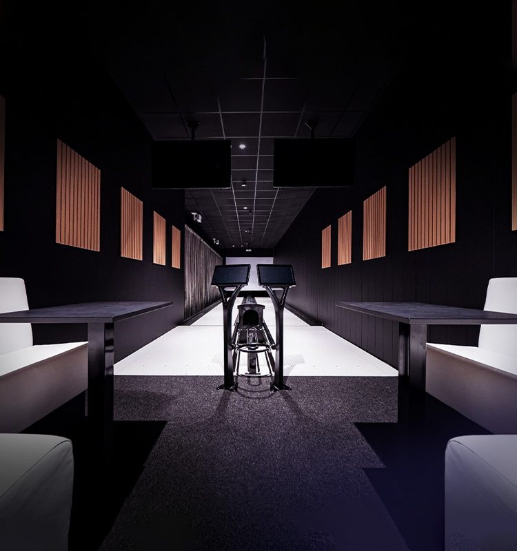 Next-Gen Bowling Lanes Installed In Entertainment Venue USBC-Certified Bowling System Close-up Discovery Bowl Lane With Immersive and Interactive Game Modes